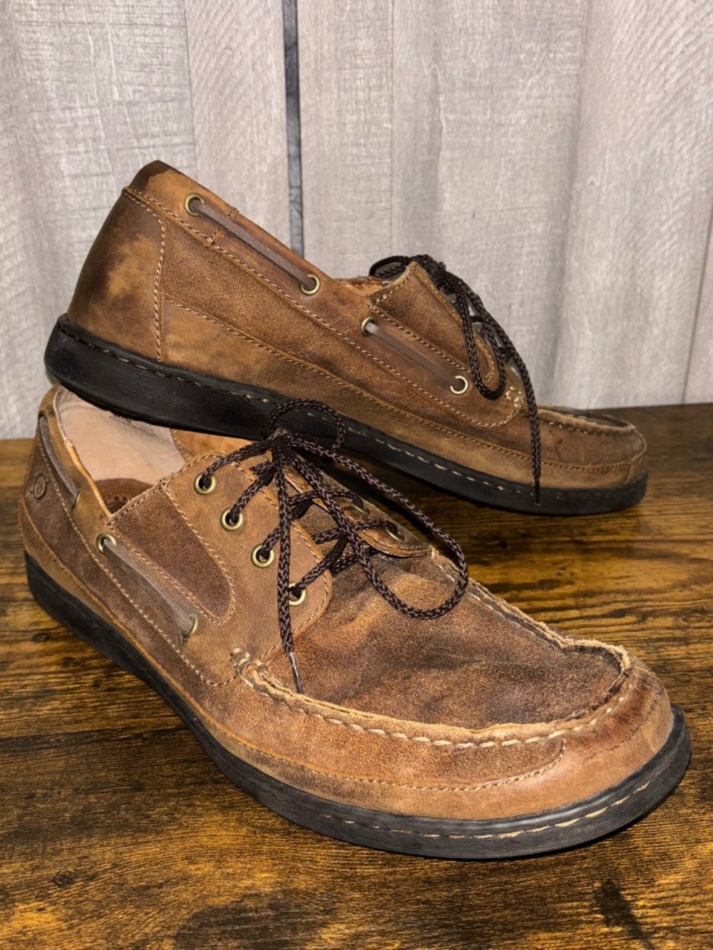 Brown Leather Men's Born Deck Shoe 11.5 medium